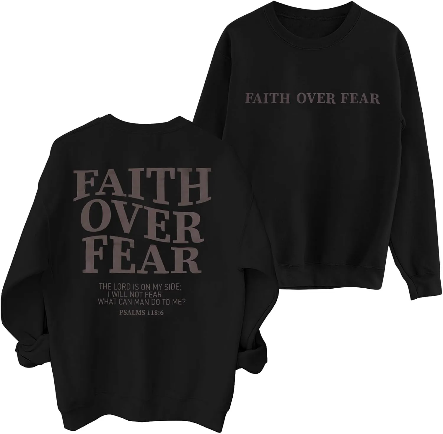 FRYAID Christian Sweatshirt Women Faith Over Fear Christian Religious Sayings Pullover Shirt Letter Print Long Sleeve Tops