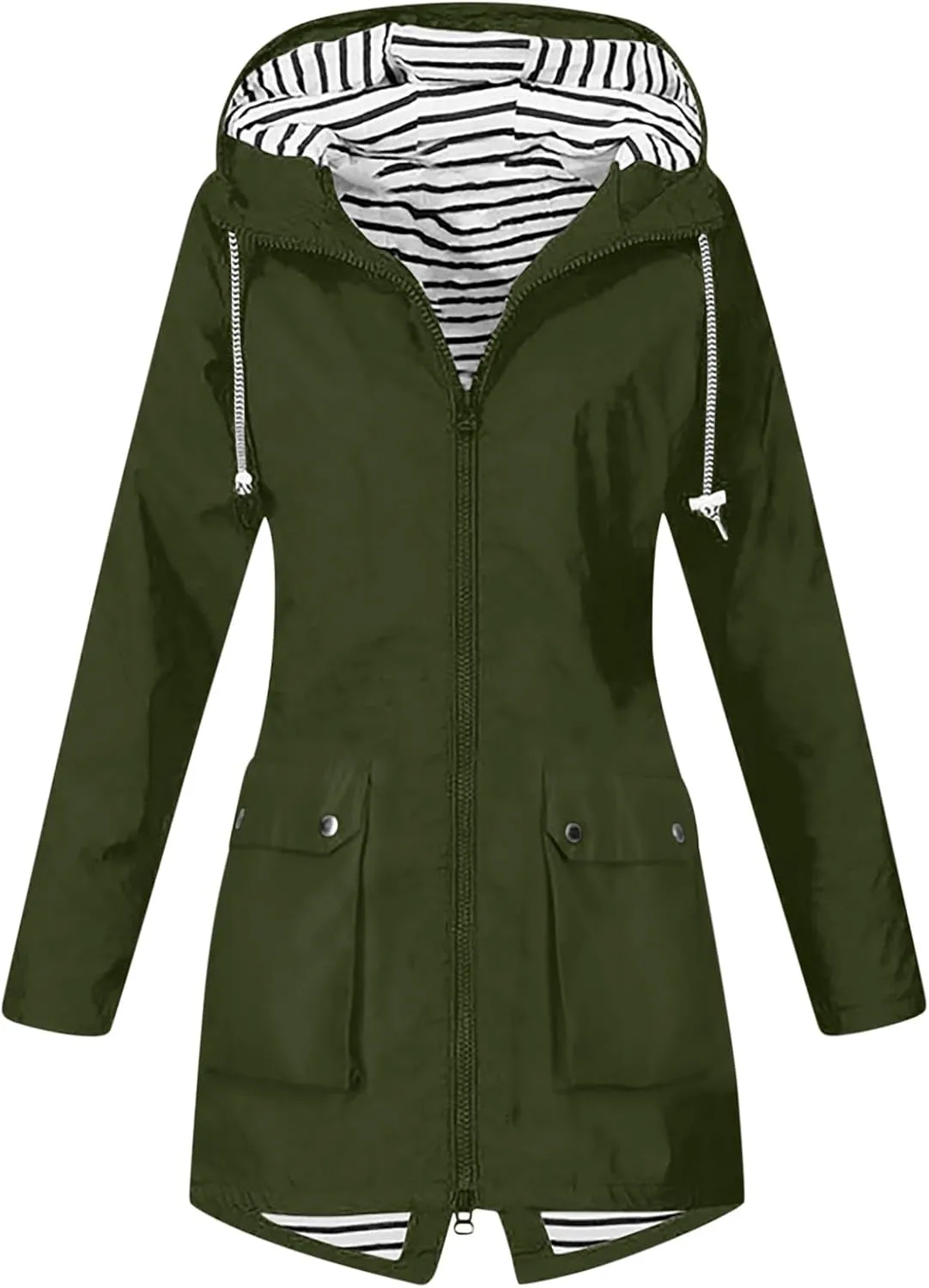 FZYLQY Hot Rain Jacket for Women Lightweight Long Hooded Raincoat Waterproof Outdoor Travel Hiking Windbreaker Trench Coats