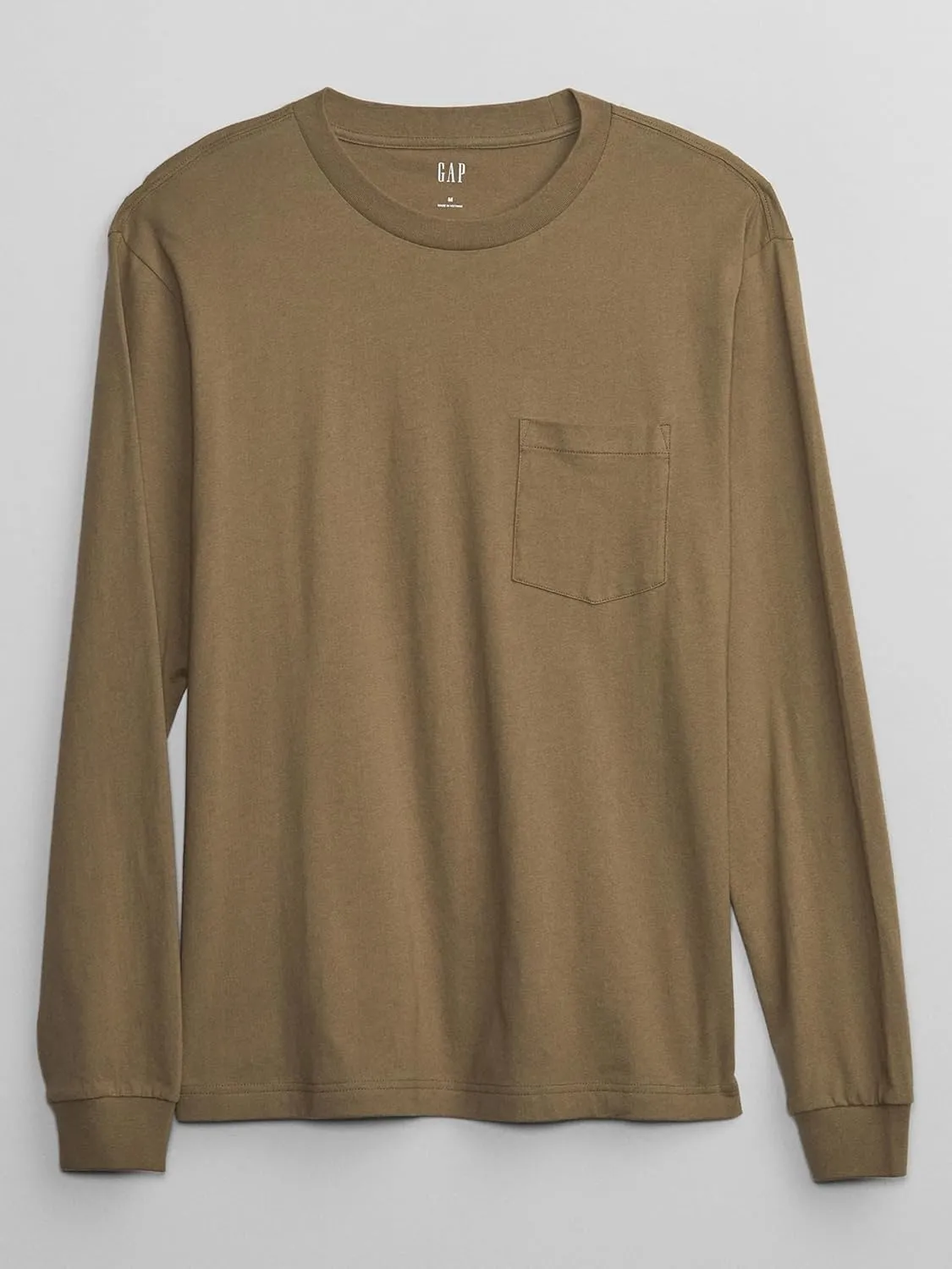 GAP Men's Long Sleeve Heavyweight Original Pocket Crewneck T-Shirt