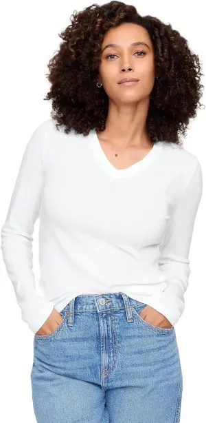 GAP Women's Long Sleeve Favorite V-Neck T-Shirt