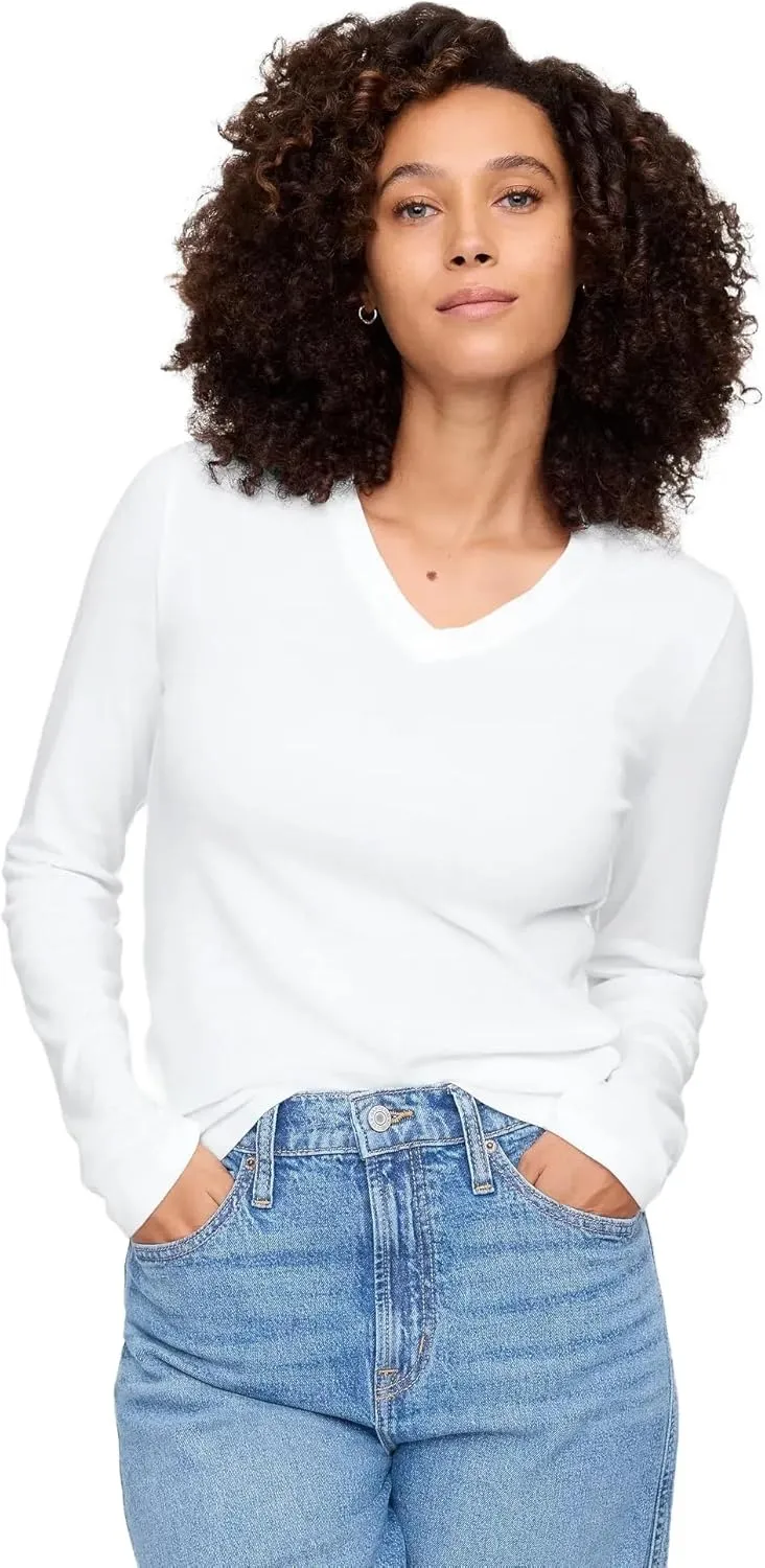 GAP Women's Long Sleeve Favorite V-Neck T-Shirt