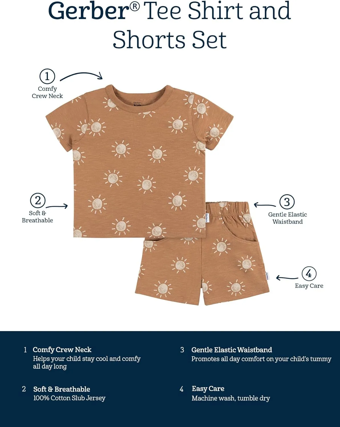 Gerber Baby Boys' Toddler T-Shirt and Shorts Set