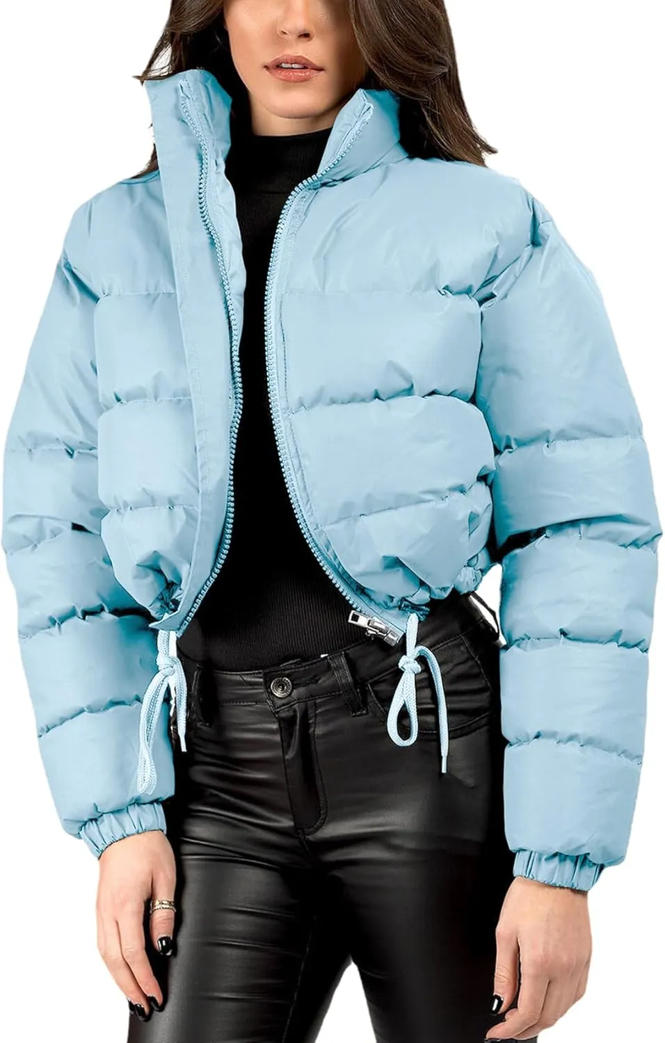 Gihuo Women' s Cropped Quilted Puffer Jacket Outerwear Coats