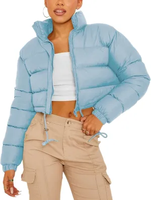 Gihuo Women' s Cropped Quilted Puffer Jacket Outerwear Coats