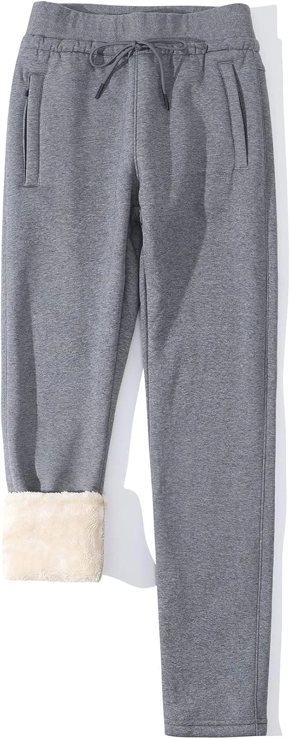 Gihuo Women's Winter Fleece Pants Sherpa Lined Sweatpants Active Running Jogger Pants