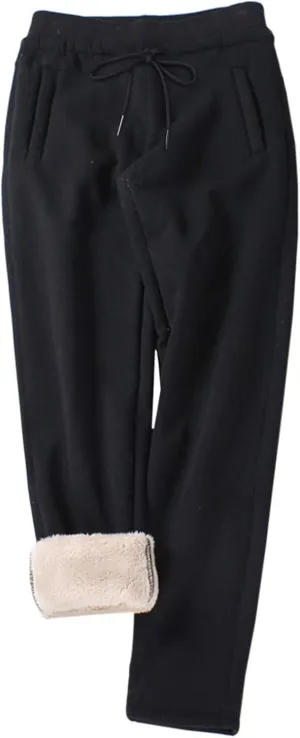Gihuo Women's Winter Fleece Pants Sherpa Lined Sweatpants Active Running Jogger Pants