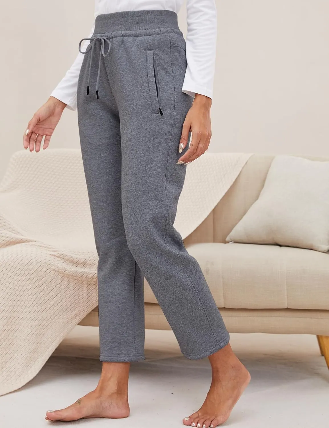 Gihuo Women's Winter Fleece Pants Sherpa Lined Sweatpants Active Running Jogger Pants