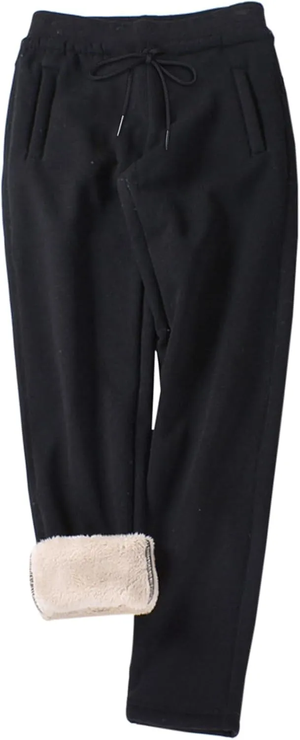 Gihuo Women's Winter Fleece Pants Sherpa Lined Sweatpants Active Running Jogger Pants