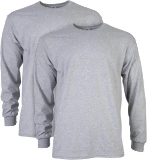 Gildan Men's Ultra Cotton Long Sleeve T-Shirt, Style G2400, Multipack, Sport Grey (2-Pack), 3X-Large