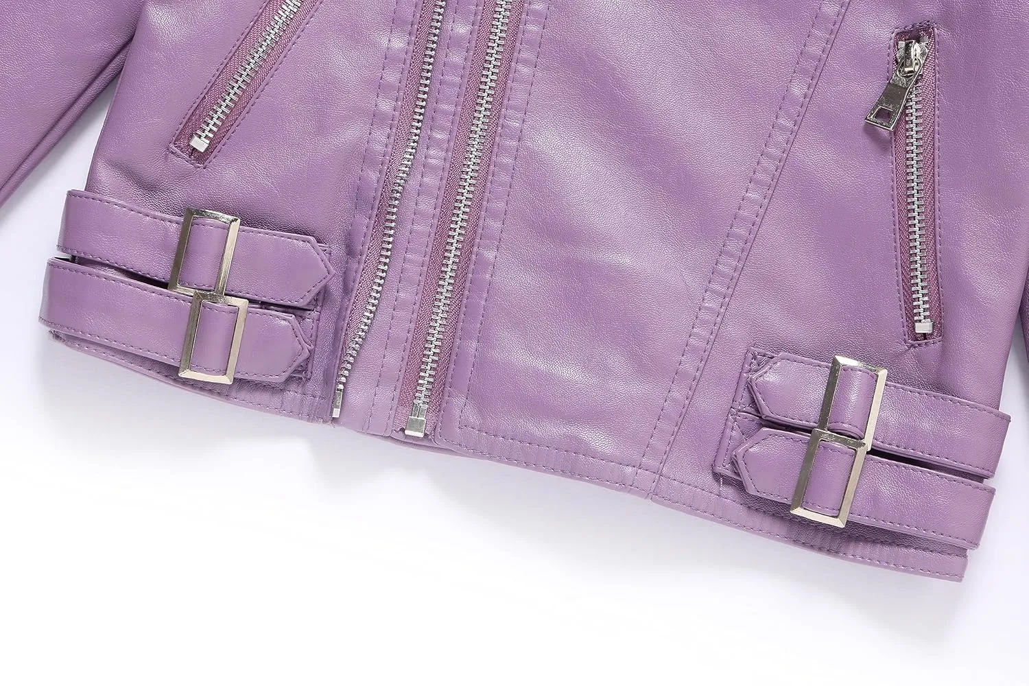 Girls Boys Biker Jacket Faux Leather Rivets Leather Motor Jacket Coat For Kids 3-16Years
