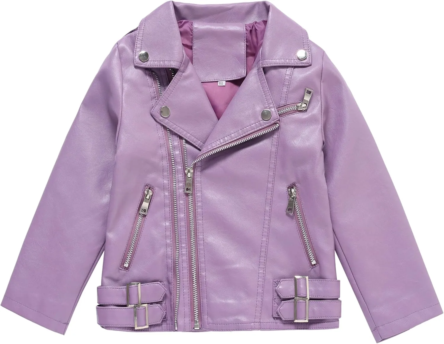 Girls Boys Biker Jacket Faux Leather Rivets Leather Motor Jacket Coat For Kids 3-16Years