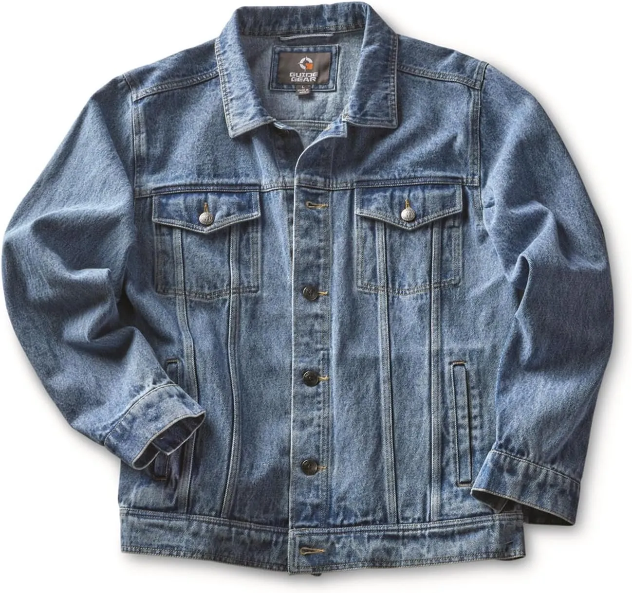 Guide Gear Mens Unlined Jacket; Cotton Button Down Cowboy Jean Coat