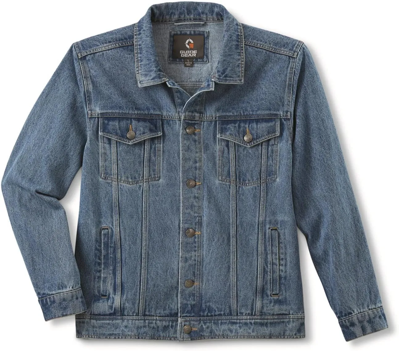Guide Gear Mens Unlined Jacket; Cotton Button Down Cowboy Jean Coat