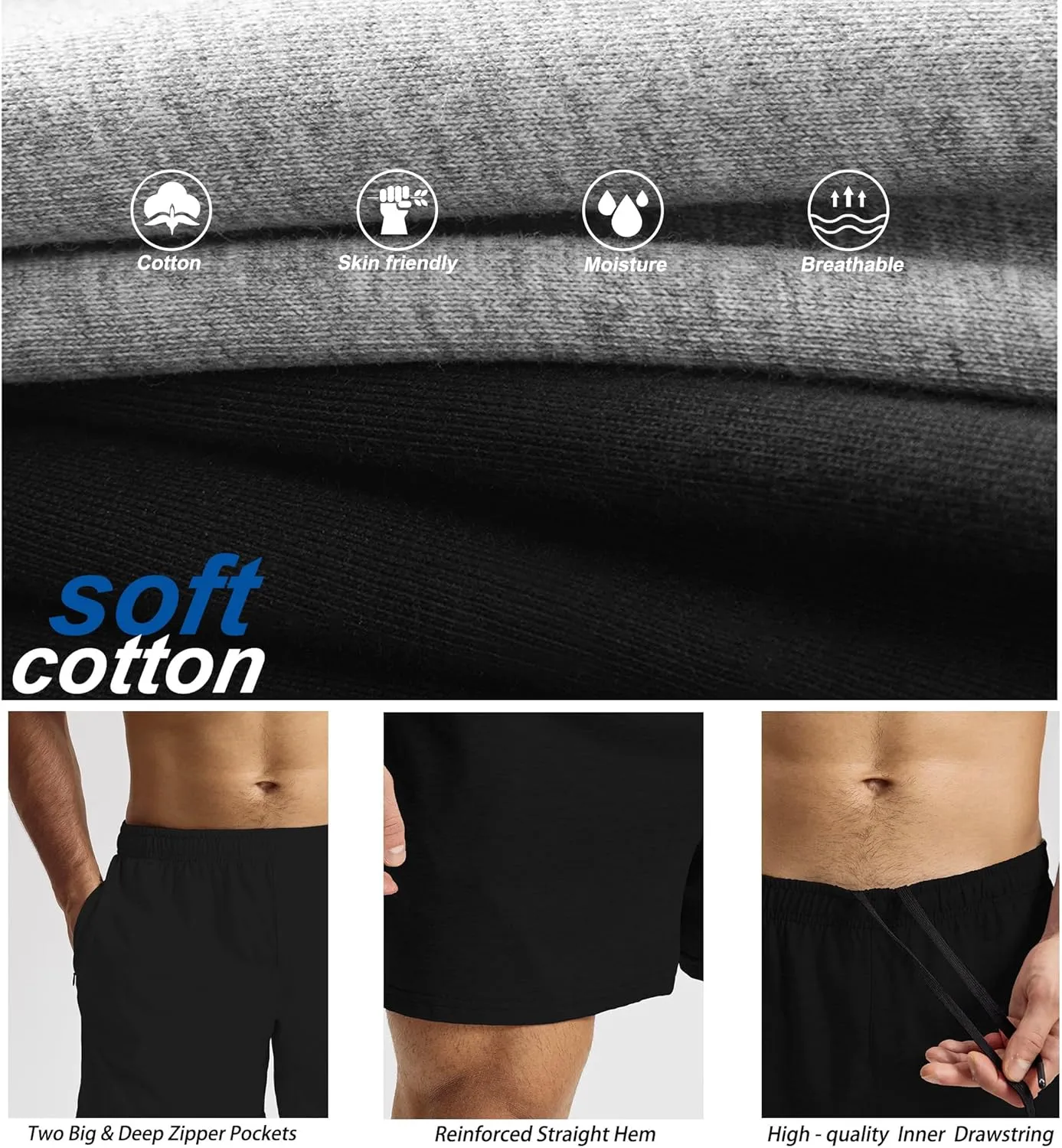 GYM REVOLUTION Men's Workout Running Gym Training Shorts