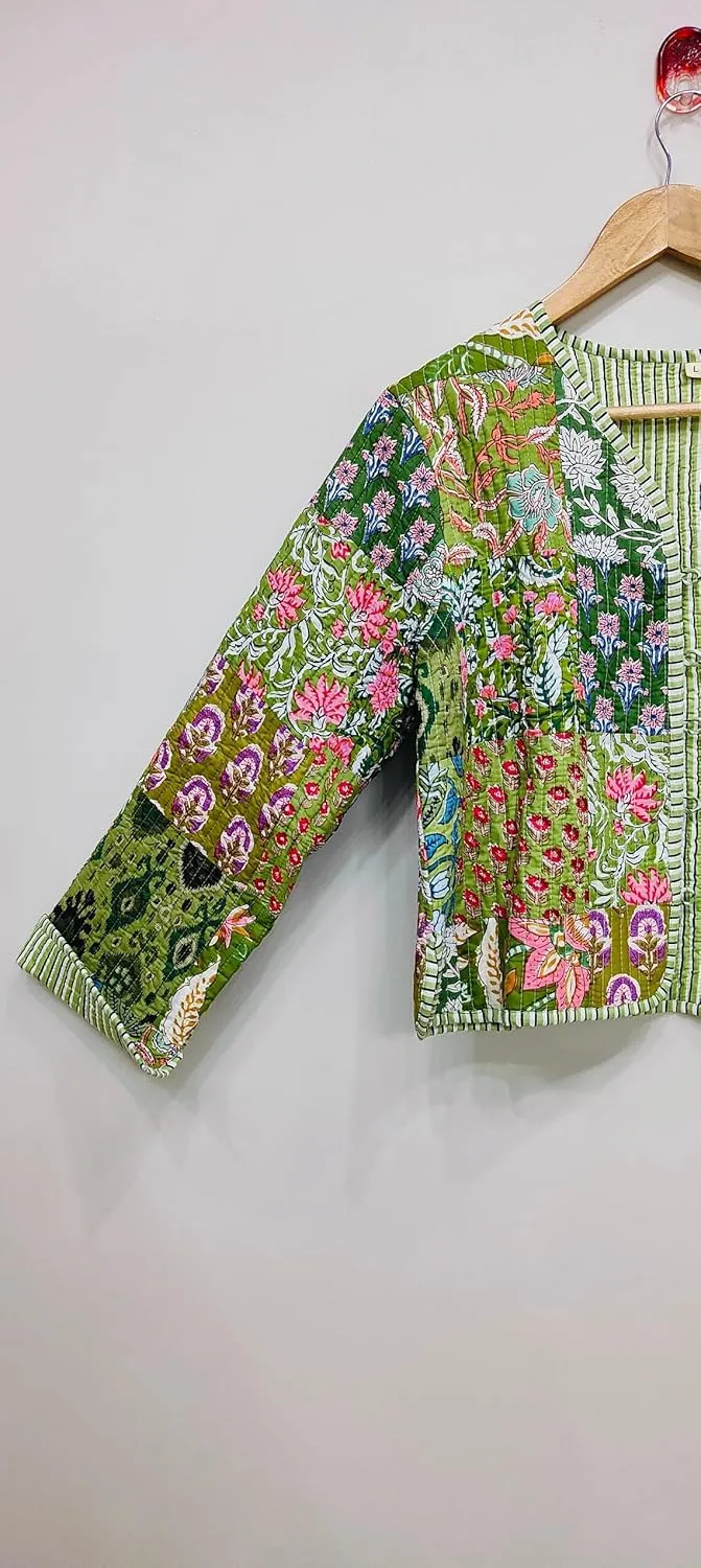 Handmade Women's Kantha Jacket, Unisex Patchwork Indian Cotton Kantha Jacket