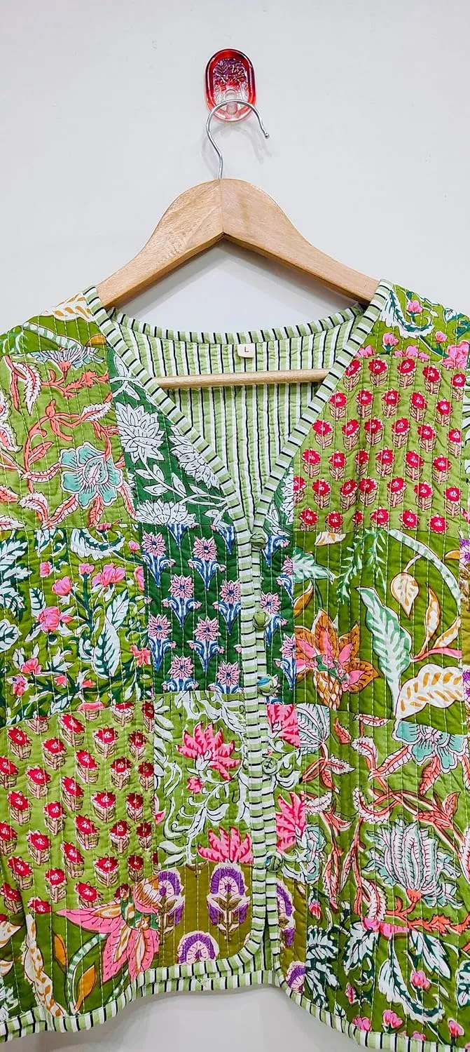 Handmade Women's Kantha Jacket, Unisex Patchwork Indian Cotton Kantha Jacket