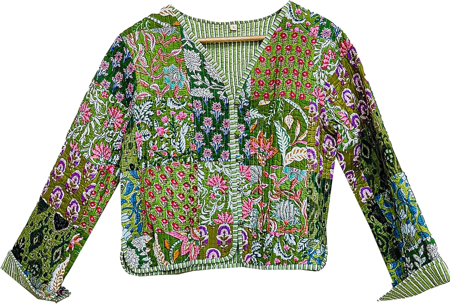 Handmade Women's Kantha Jacket, Unisex Patchwork Indian Cotton Kantha Jacket