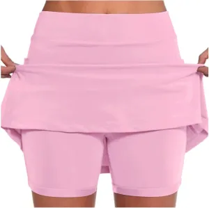 High Waisted Women's Pleated Tennis Skirts for Women with Shorts Elastic Comfort Athletic Shorts 2024 Golf Skirts