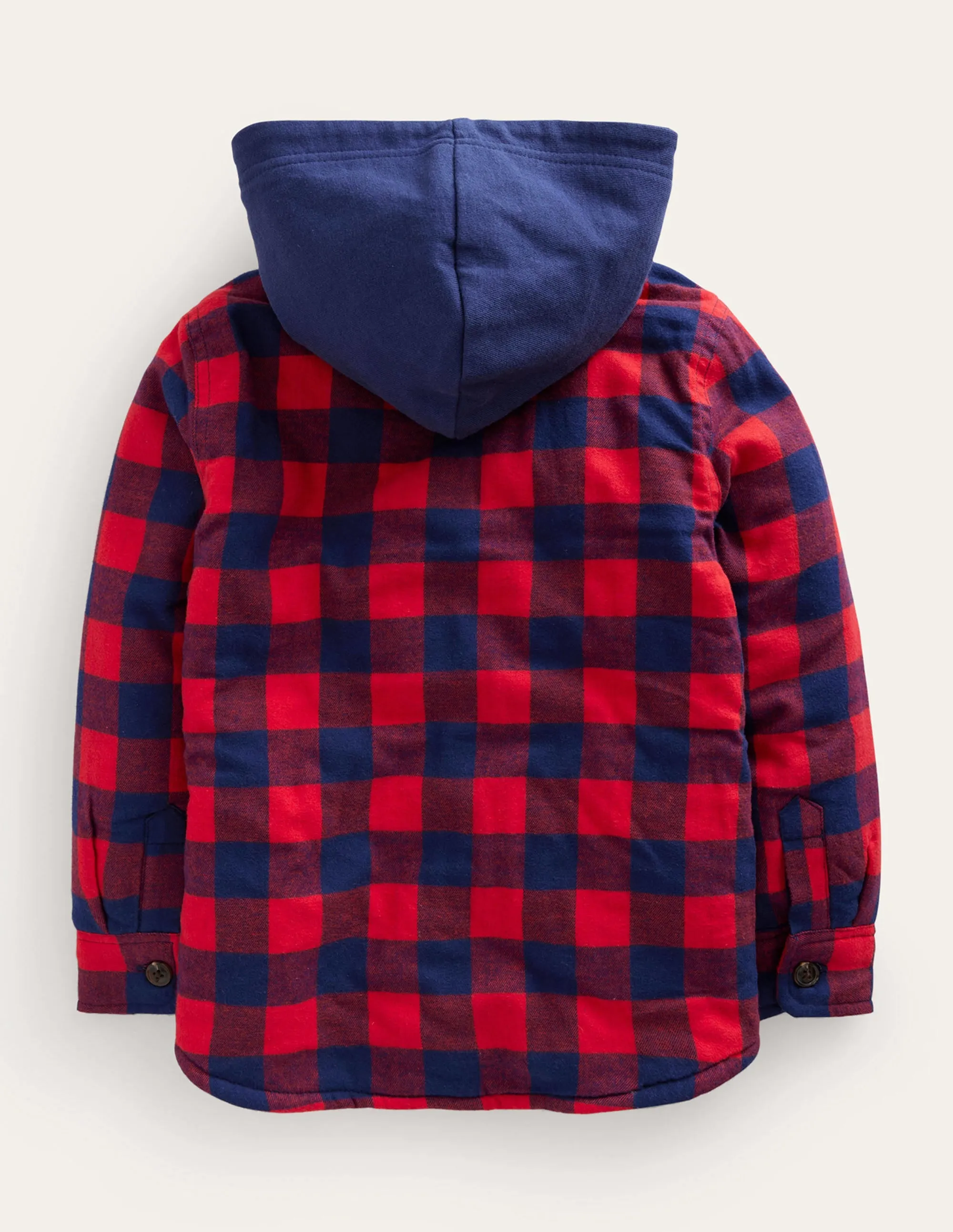 Hooded Borg Lined Jacket-Red / Blue Gingham