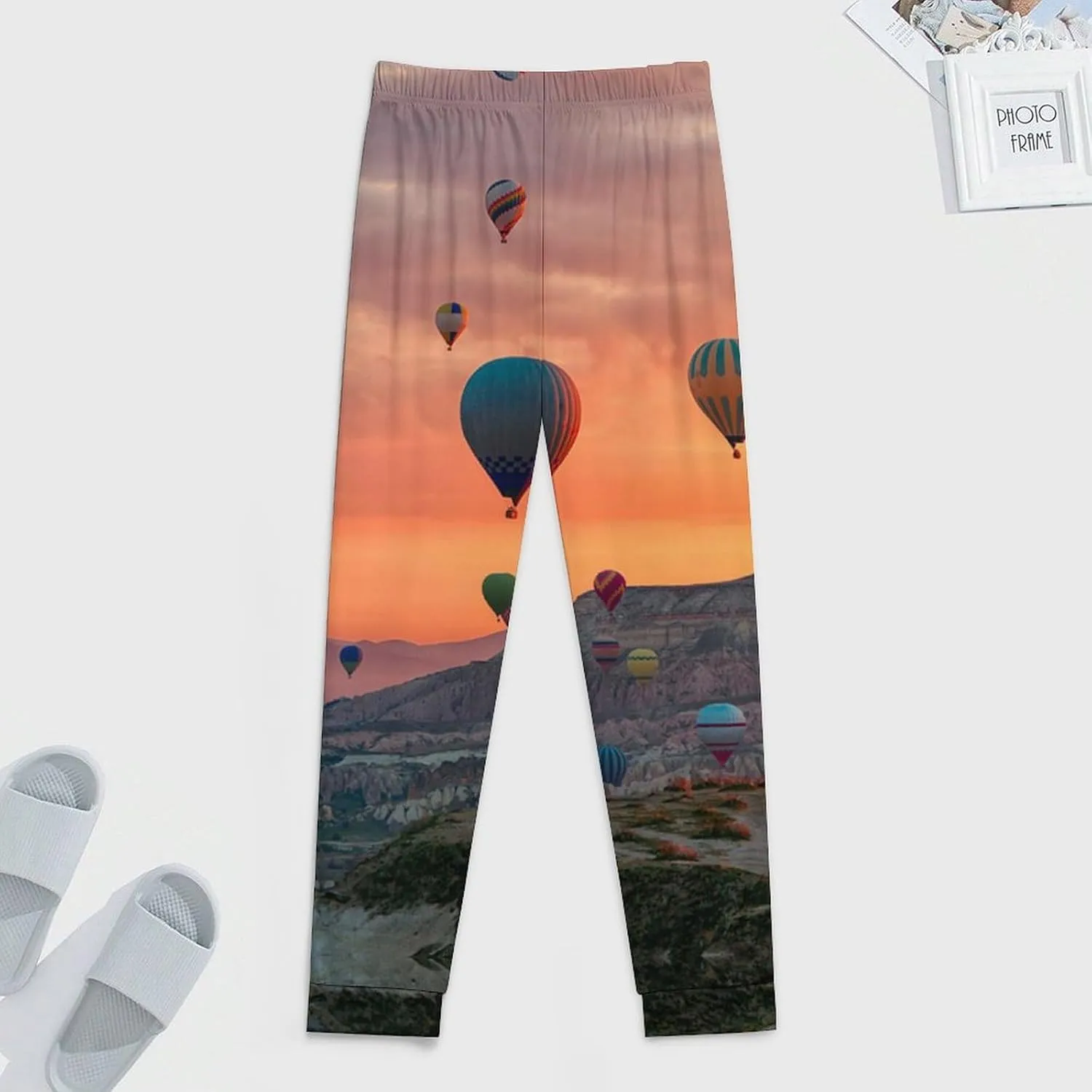 Hot Air Balloons Flying Tour over Mountains Men's Pajama Pants Lightweight Soft Long Lounge Pj Sleepwear with Pocket