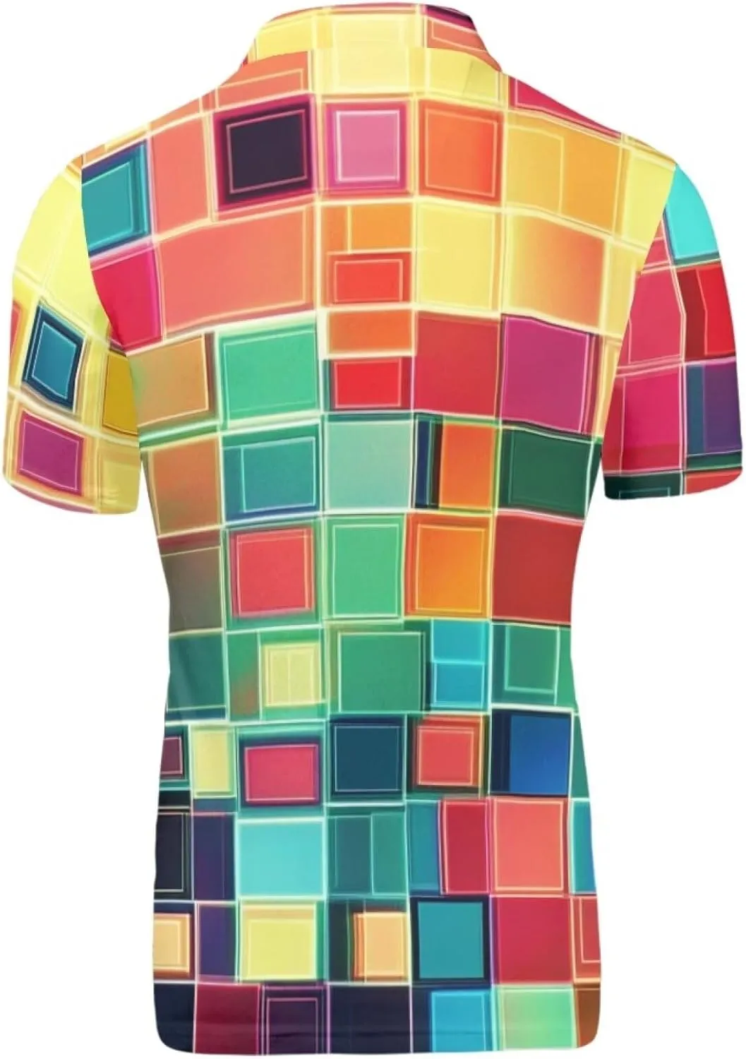 HUGS IDEA Novelty Men's Jersey Poloshirt Checkered Shirt Short Sleeve