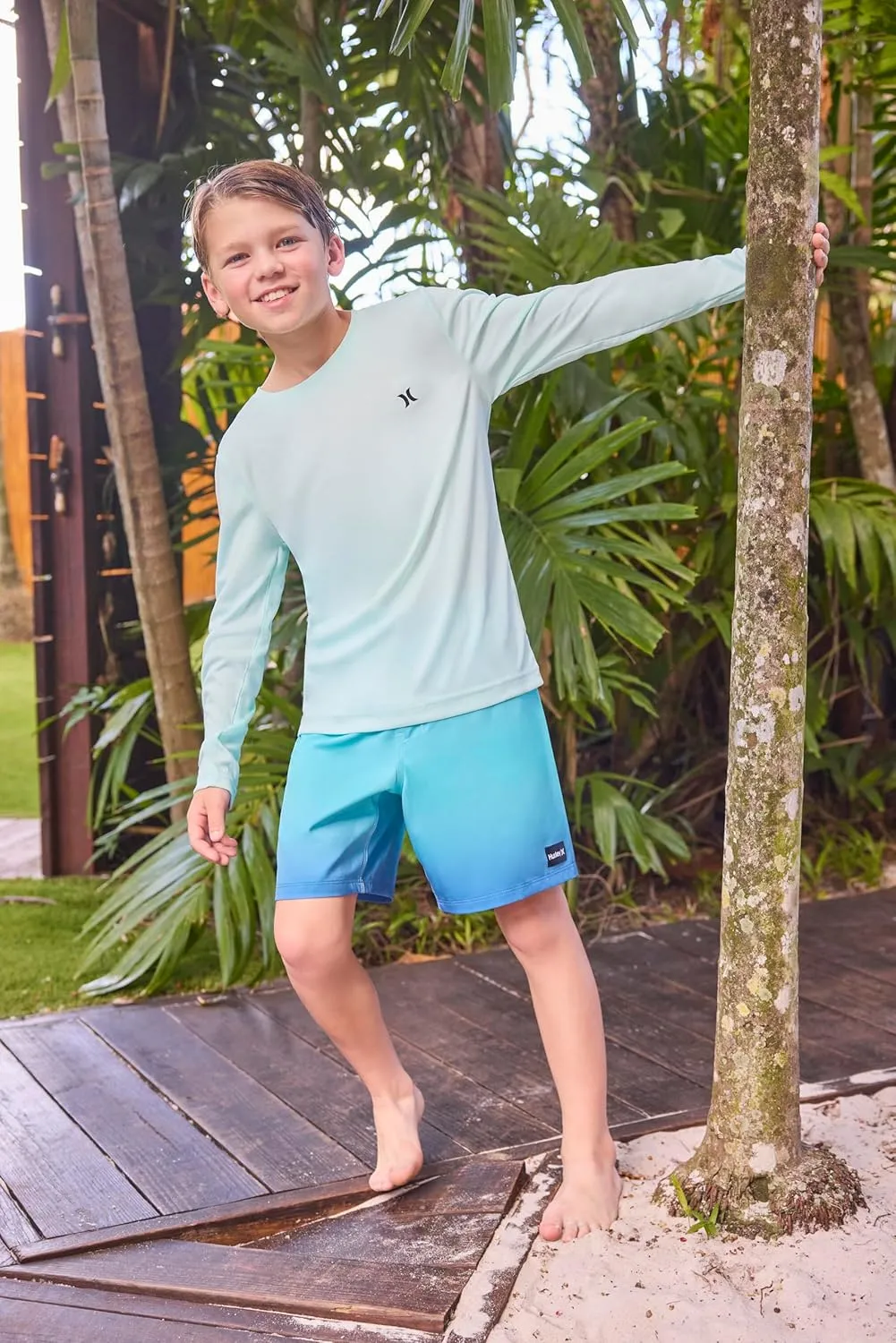 Hurley Boys' Long Sleeve UPF 50  Rash Guard Swim Shirt