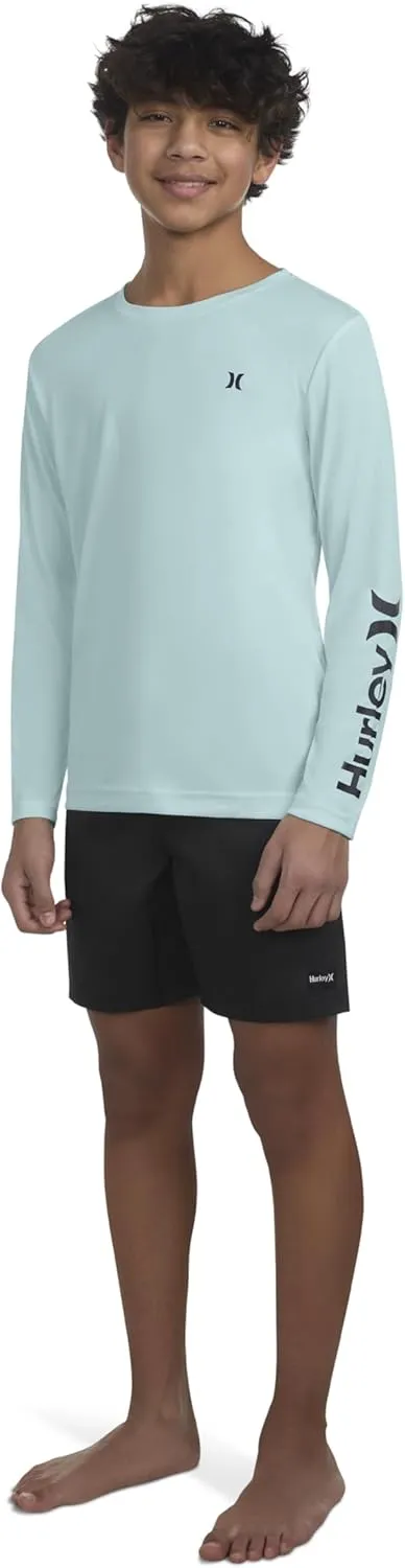 Hurley Boys' Long Sleeve UPF 50  Rash Guard Swim Shirt