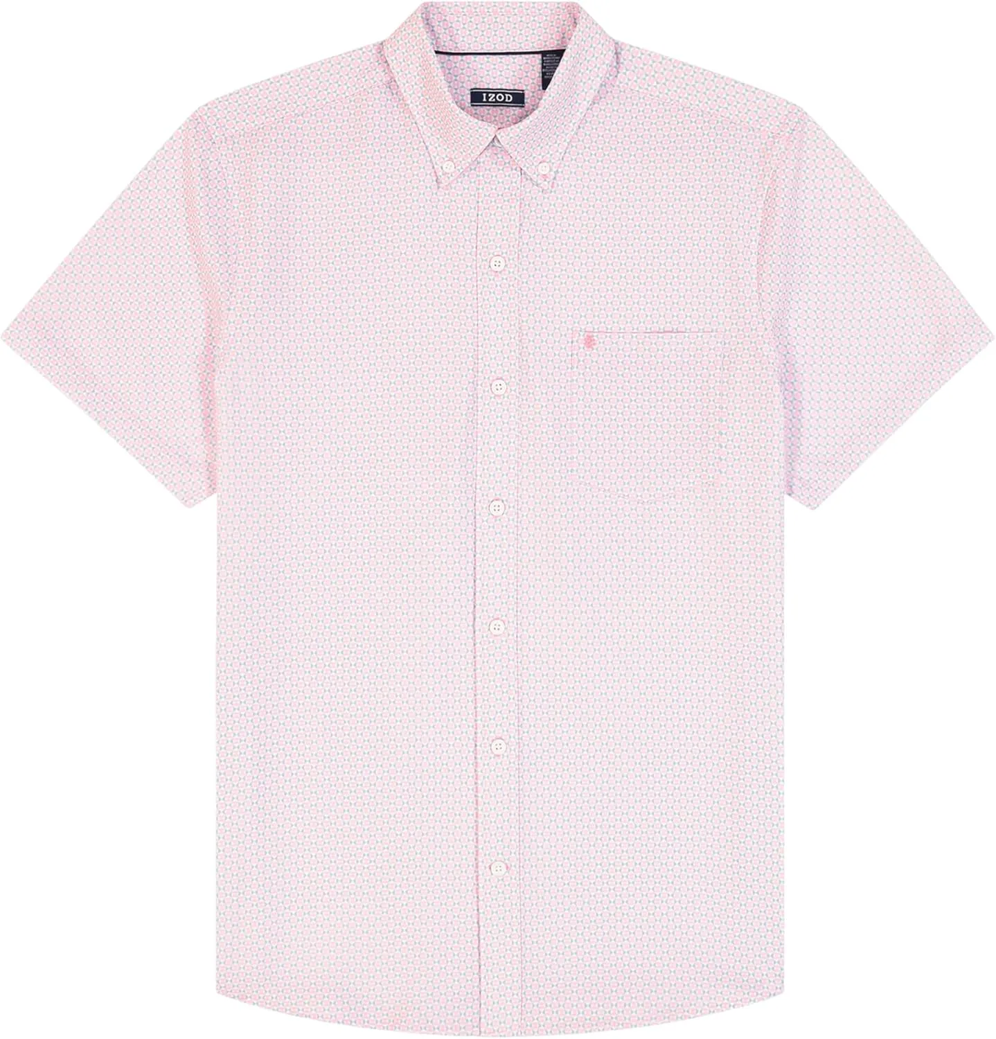 Izod Mens Breeze Short Sleeve Button Down Patterned Shirt