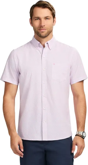 Izod Mens Breeze Short Sleeve Button Down Patterned Shirt