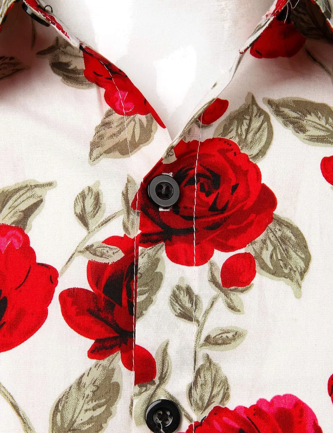 JOGAL Men's Flower Cotton Button Down Short Sleeve Hawaiian Shirt