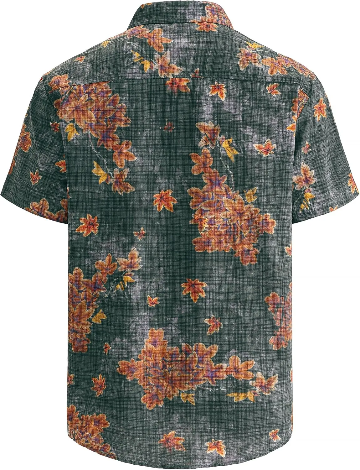 JOGAL Men's Flower Short Sleeve Button Down Hawaiian Shirt