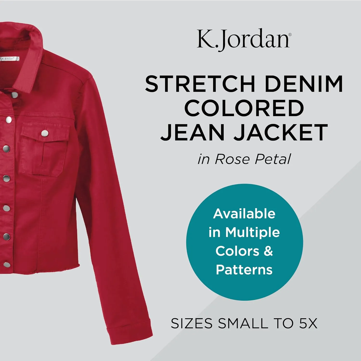 K. Jordan Womens Stretch Denim Colored Jean Jacket