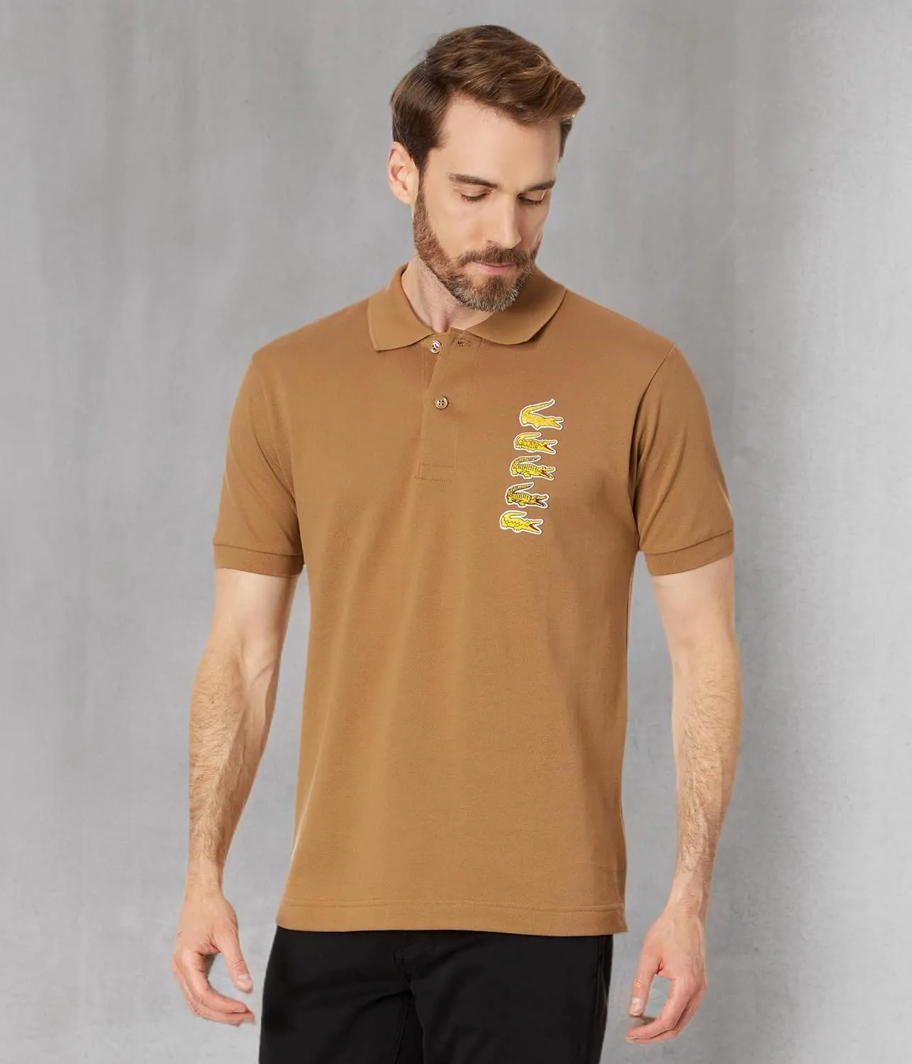 Lacoste Men's Short Sleeve Stacked Timeline Croc Polo Shirt