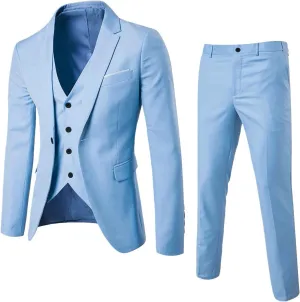 LCMTWX Men'S Suits 2024 3 Suit Business Wedding Party Jacket Vest & Pants Coat Blue Suit For Men Suit Separates For Men