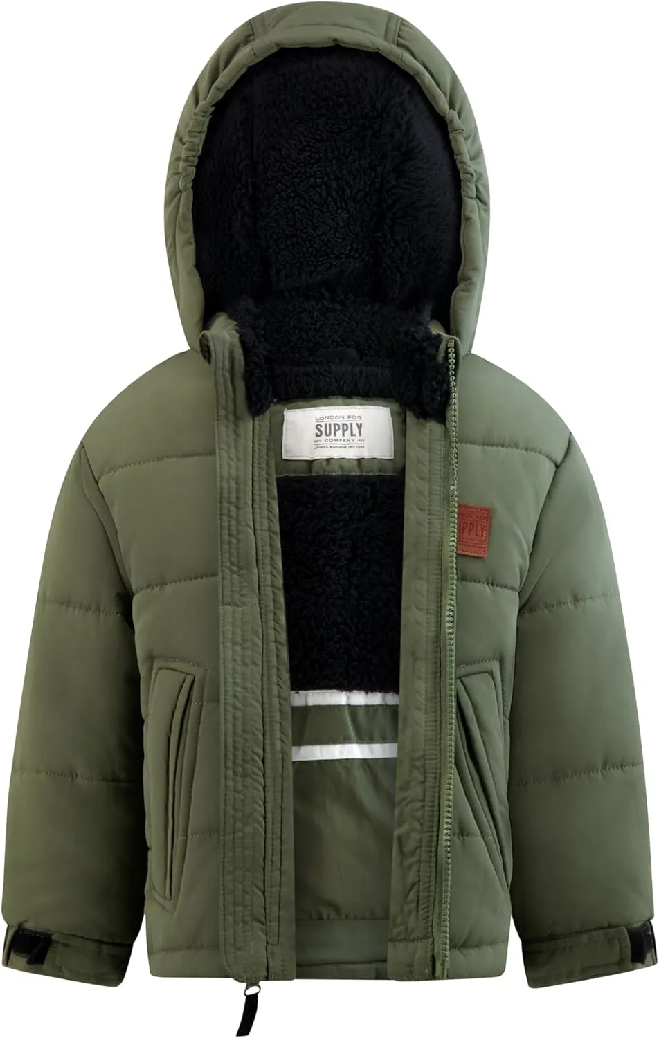 LONDON FOG Boys' Heavyweight Puffer Jacket Fleece-Lined Brushed Microfiber Winter Coat