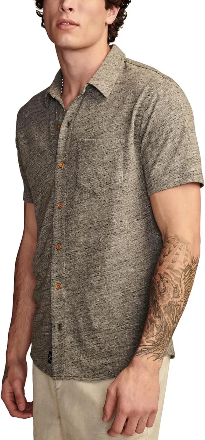 Lucky Brand Men's Linen Short Sleeve Button UP Shirt