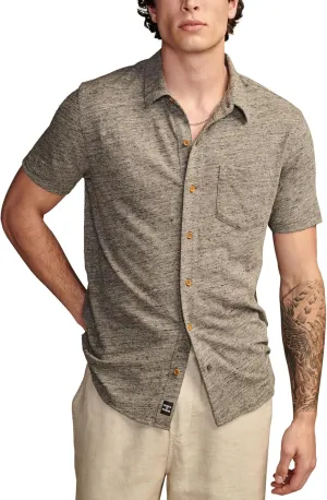 Lucky Brand Men's Linen Short Sleeve Button UP Shirt