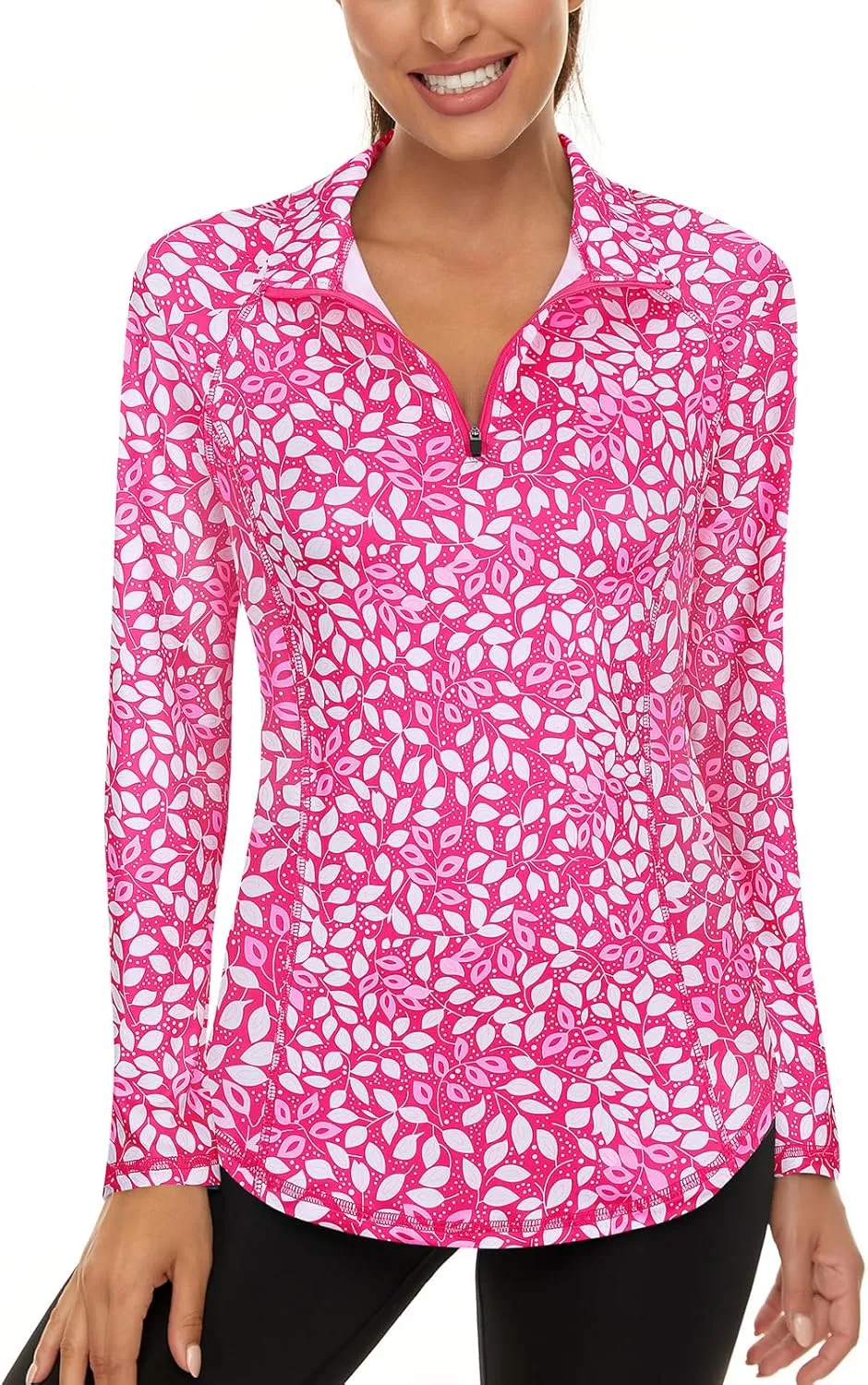LURANEE Womens UPF 50  Long Sleeve 1/4 Zip Pullover Athletic Hiking Running Workout Tops