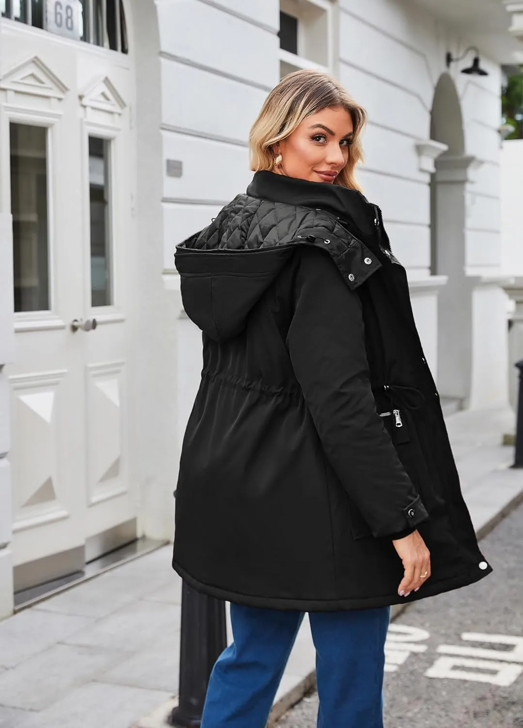 Maacie Maternity 3 in 1 Winter Coat Thicken Quilted Lined Warm Hooded Outwear Long Puffer Down Jacket Parka with Pockets