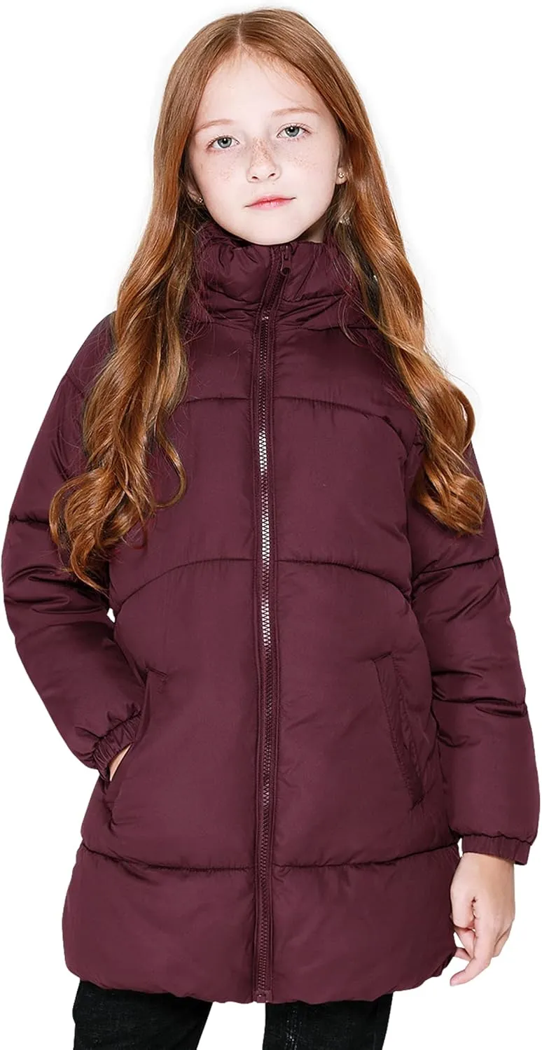 maoo garden Girls Winter Long Puffer Lightweight Coat Thick Padded Soft Fleece Jacket with Hood