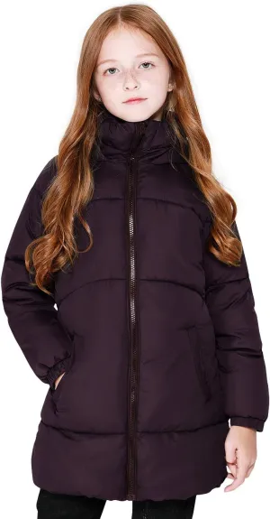 maoo garden Girls Winter Long Puffer Lightweight Coat Thick Padded Soft Fleece Jacket with Hood