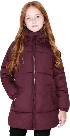 maoo garden Girls Winter Long Puffer Lightweight Coat Thick Padded Soft Fleece Jacket with Hood