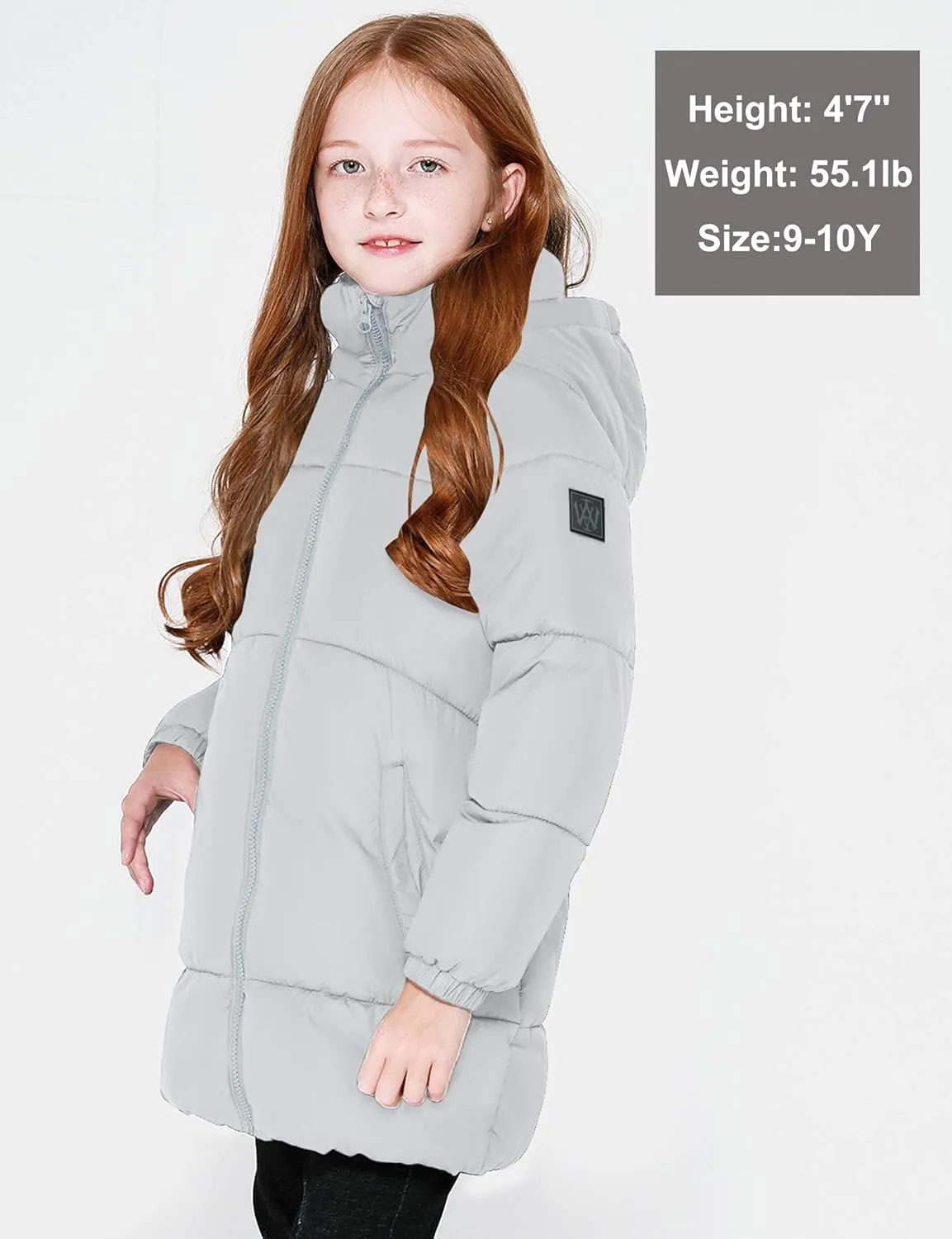 maoo garden Girls Winter Long Puffer Lightweight Coat Thick Padded Soft Fleece Jacket with Hood