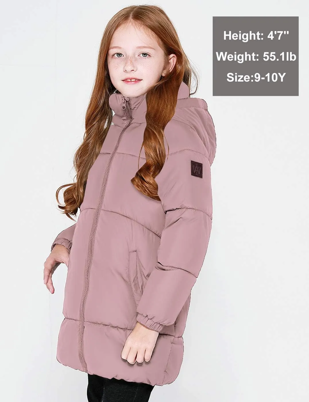 maoo garden Girls Winter Long Puffer Lightweight Coat Thick Padded Soft Fleece Jacket with Hood