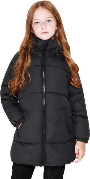 maoo garden Girls Winter Long Puffer Lightweight Coat Thick Padded Soft Fleece Jacket with Hood