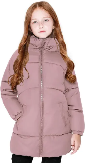 maoo garden Girls Winter Long Puffer Lightweight Coat Thick Padded Soft Fleece Jacket with Hood