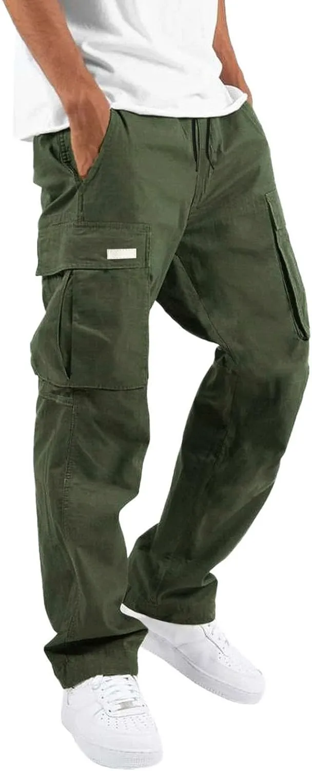 Men Lightweight Jogging Pant Combat Cargo Work Joggers Loose Sport Casual Sweatpants Running Workout Pant
