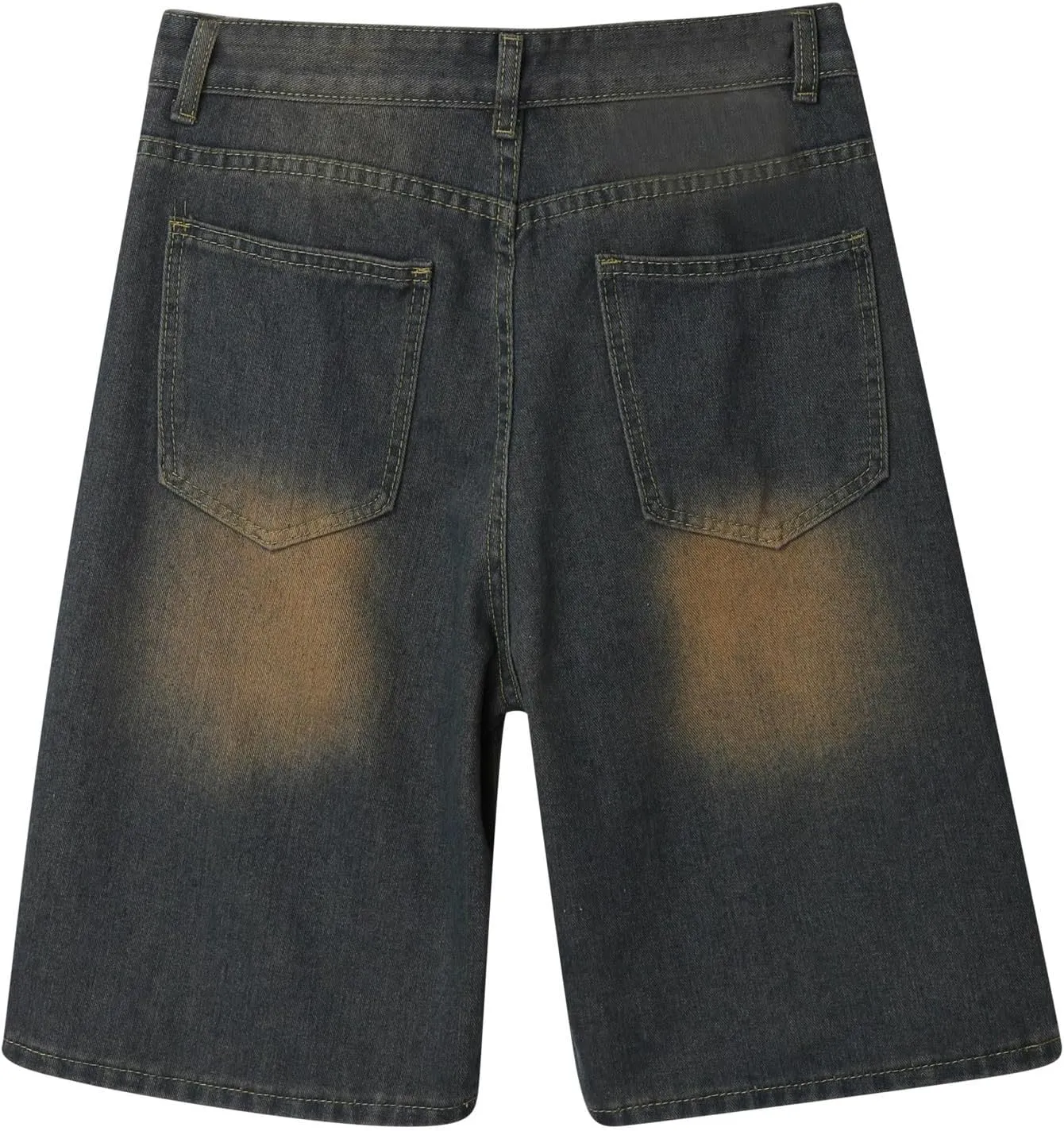 Men Loose Hip Hop Cropped Jean Shorts Work Denim Shorts with Pockets Casual Summer Streetwear Clothes