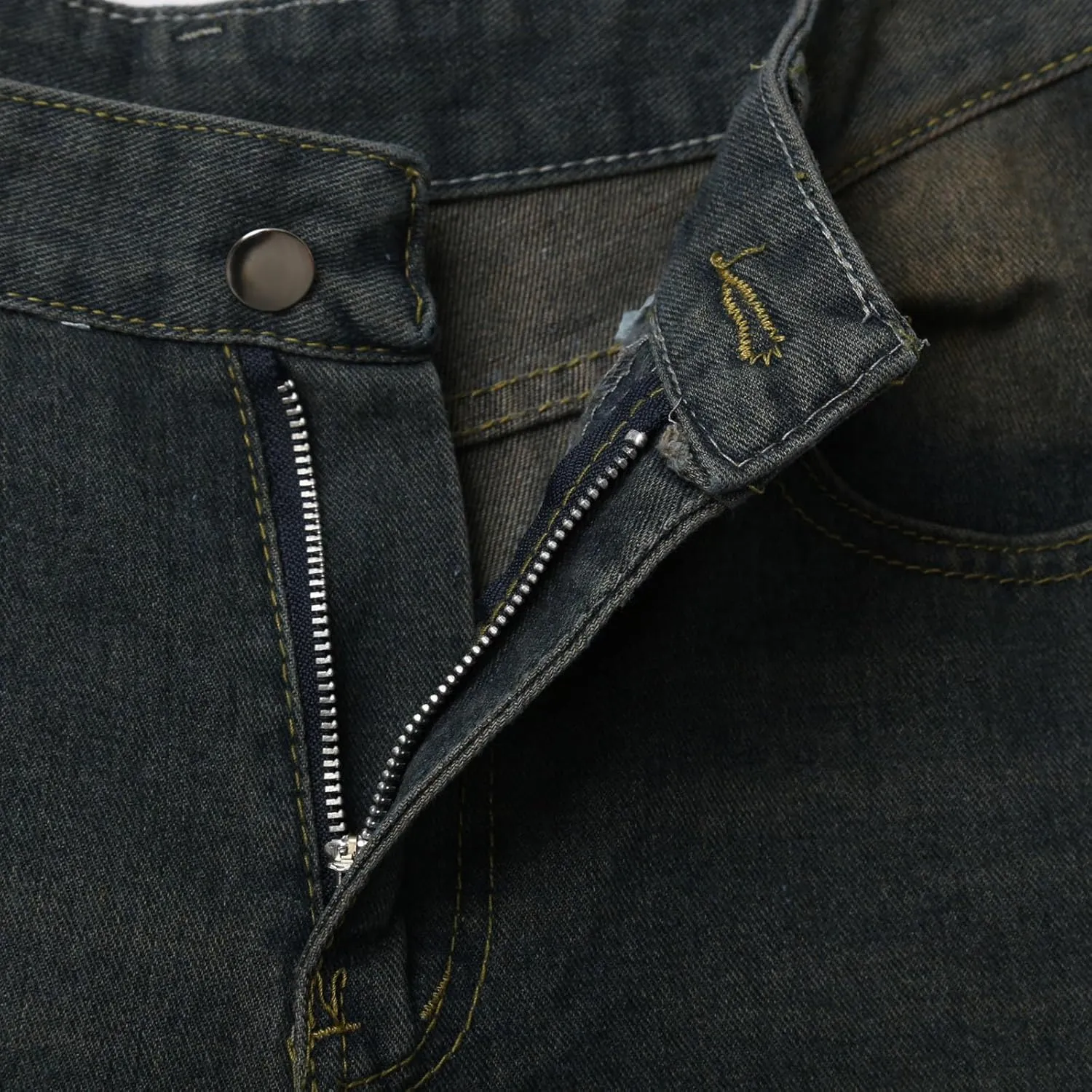 Men Loose Hip Hop Cropped Jean Shorts Work Denim Shorts with Pockets Casual Summer Streetwear Clothes