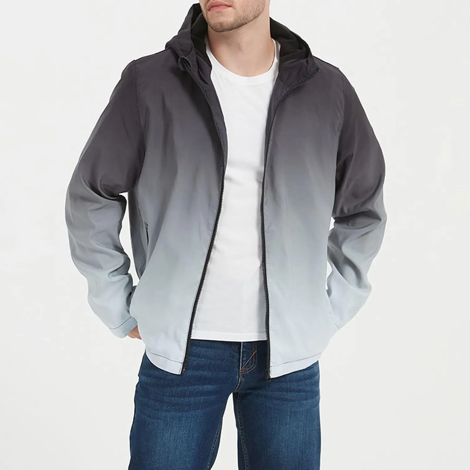 Men Waterproof Rain Jacket Outdoor Windbreaker Lightweight Running Hooded Trench Fashion Softshell Cycling Raincoat